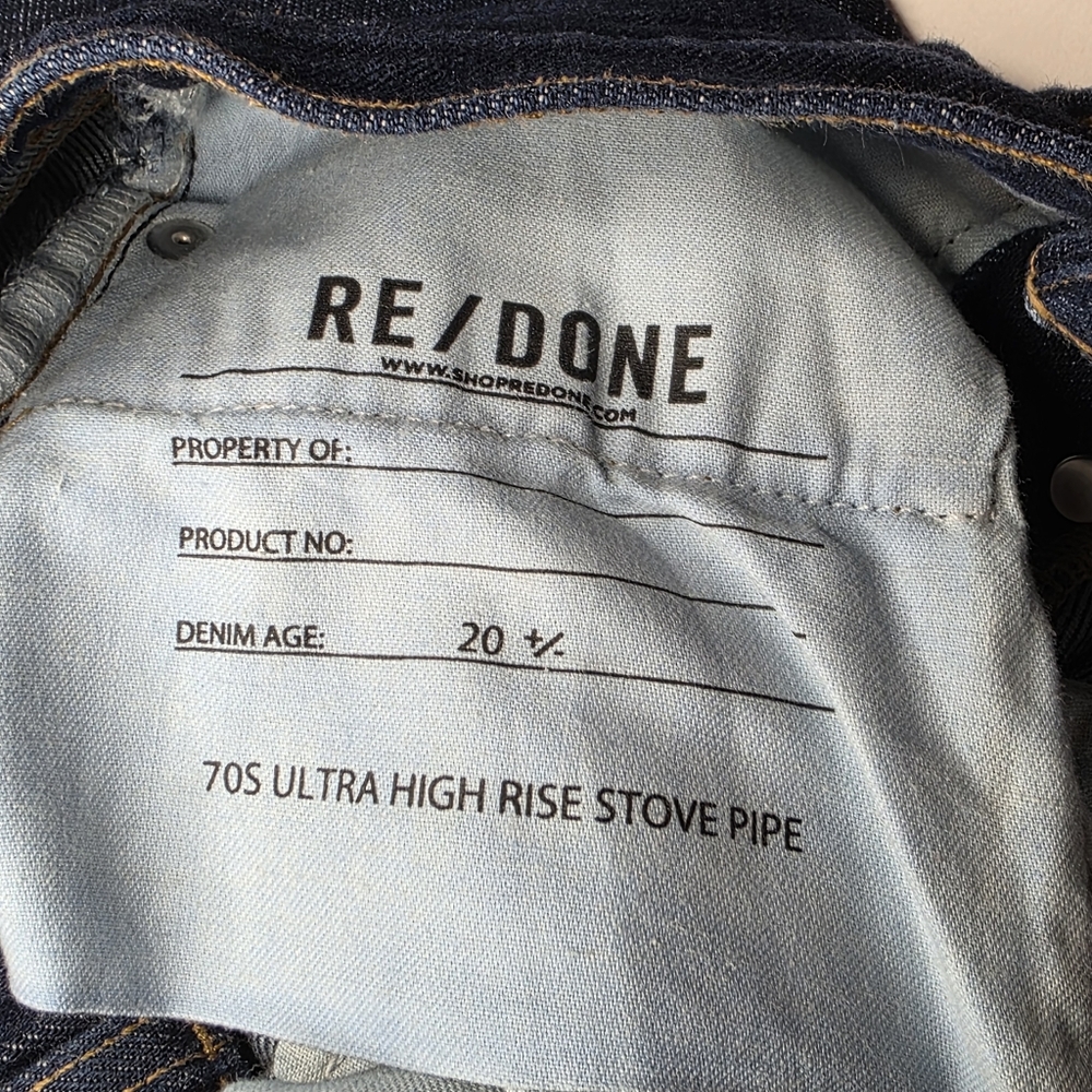 Re / Done Jeans 70s Ultra High Rise Stove Pipe Size 23 - Picture 5 of 12